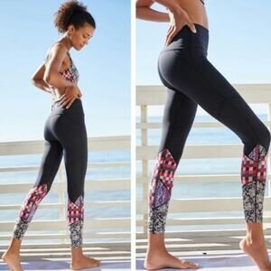 Free People Daredevil Dare Devil Large Black Patchwork Leggings